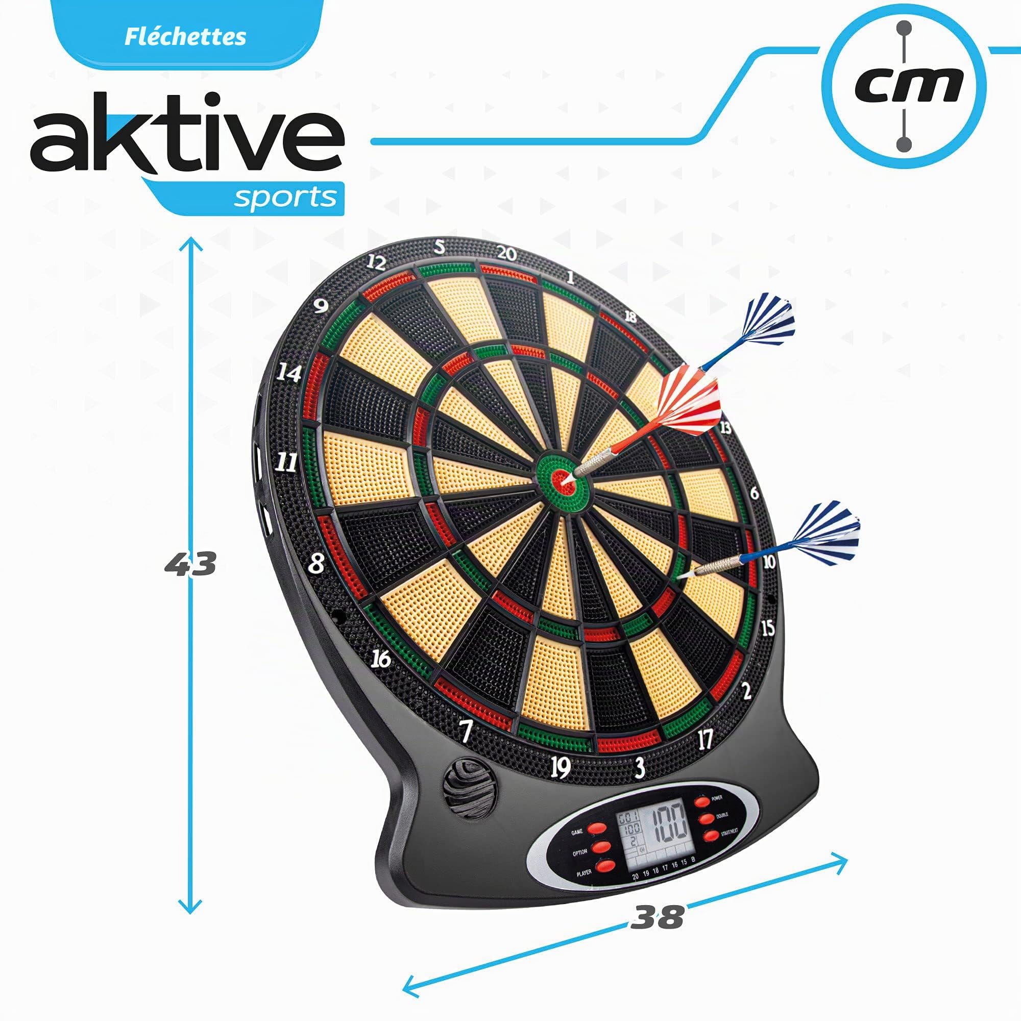 AKTIVE 43095 - Fléchette Électronique Multi-Jeux pour Enfants et Adultes, Fléchette Numérique Murale, Jouet Sportif, Jouet de Visée