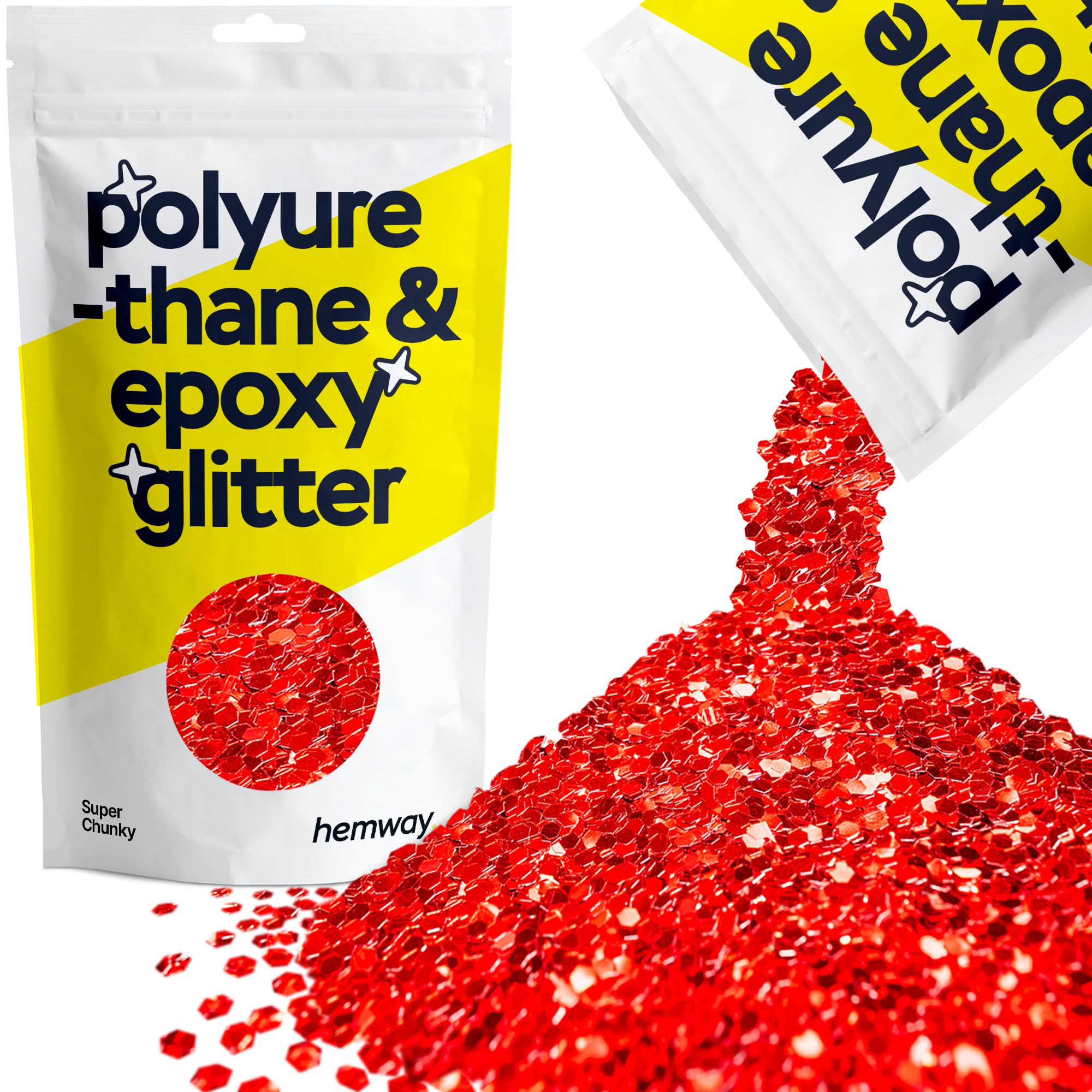 Purpurina para resina cristales metálicos rojos para manualidades con epoxi copos súper gruesos vasos de cera derretida 100 g/3,5 oz