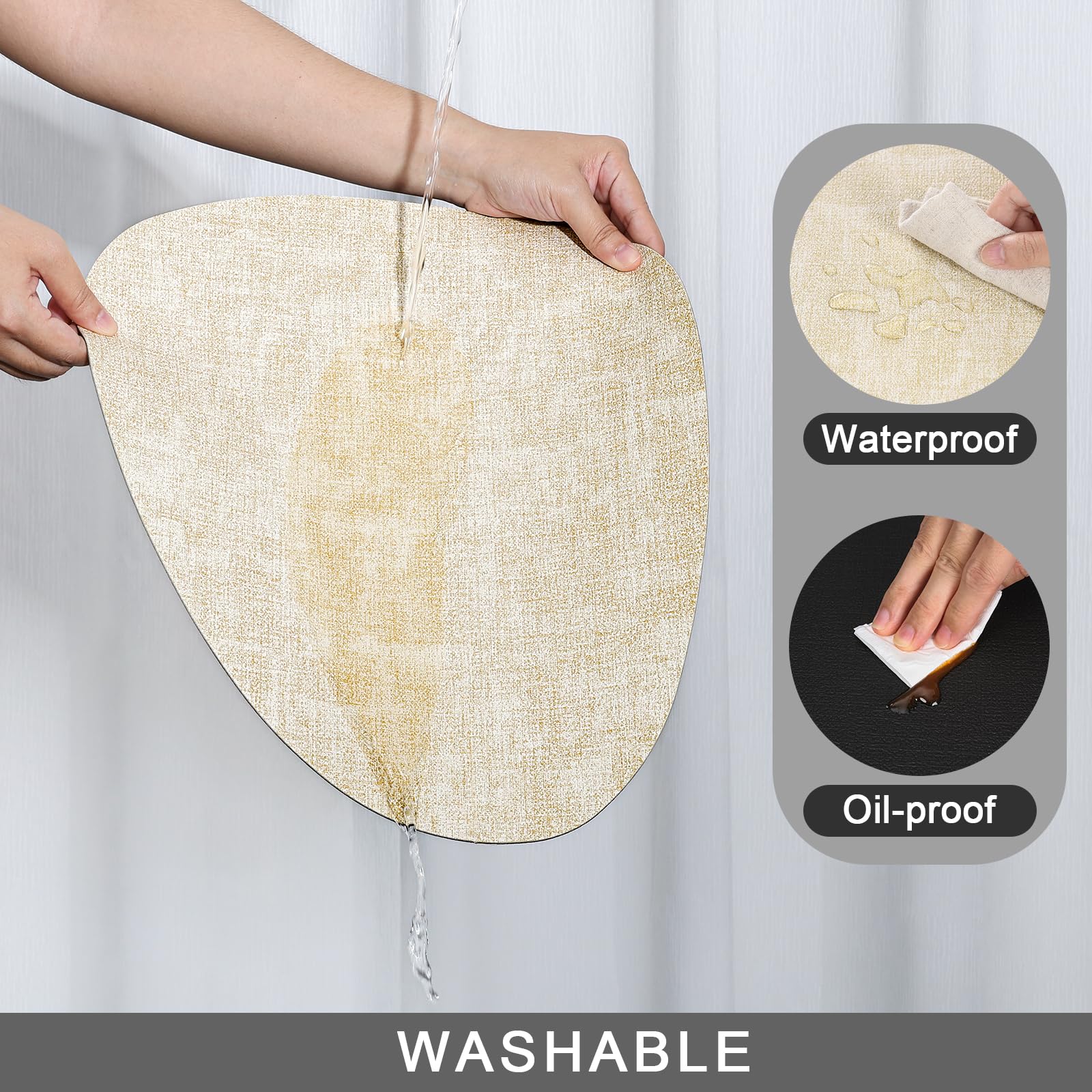 Tovagliette Americane Lavabili - Set 6 Bifacciali Grigio/Giallo, Ecopelle, Antiscivolo, 40.5x33cm