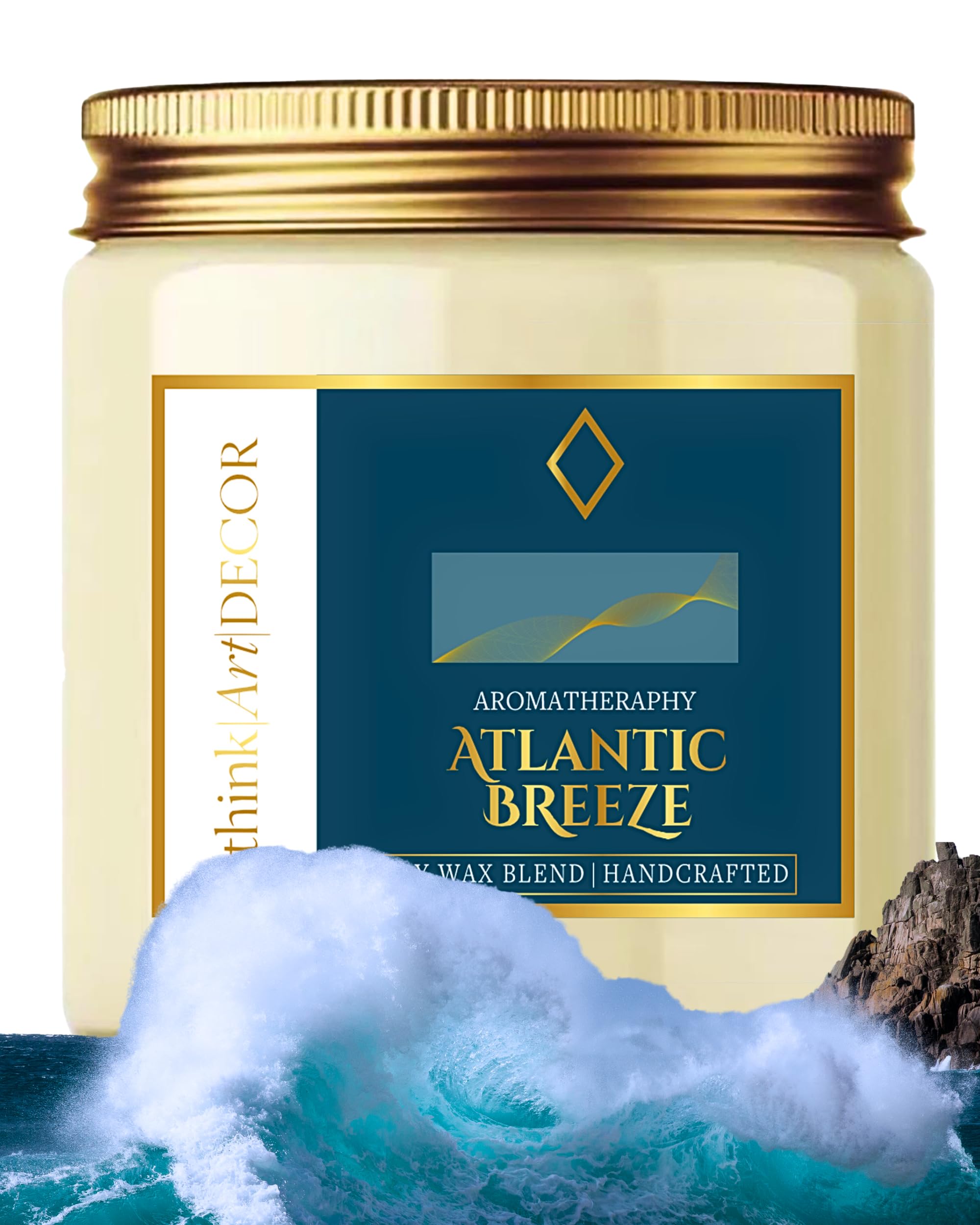 Soy Wax Scented Candles for Home Decoration, Burn Time 35-40 Hrs, Luxury Fragrance Candles for Gifting, Aesthetic Glass Jar Aroma Therapy Candle (Atlantic Breeze)