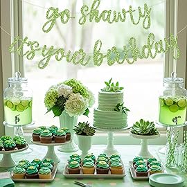 BEISHIDA Grass Green Go Shawty It\'s Your Birthday Banner 11.4Feet,NO DIY-Hip Hop Theme Glitter Happy Birthday Banner Pre-Strung Rap Theme Happy Birthday Sign for Man Women birthday Party Supply