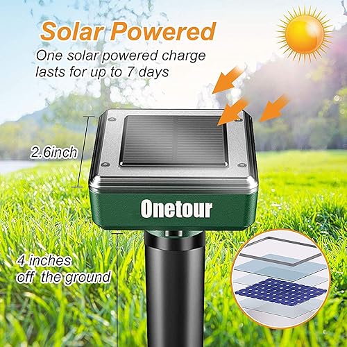 Miniatura 2 de Paquete de 4 repelentes solares de topos sónicos, repelente de topos, disuasión de topos, picos sónicos, repelente de roedores, control ultrasónico