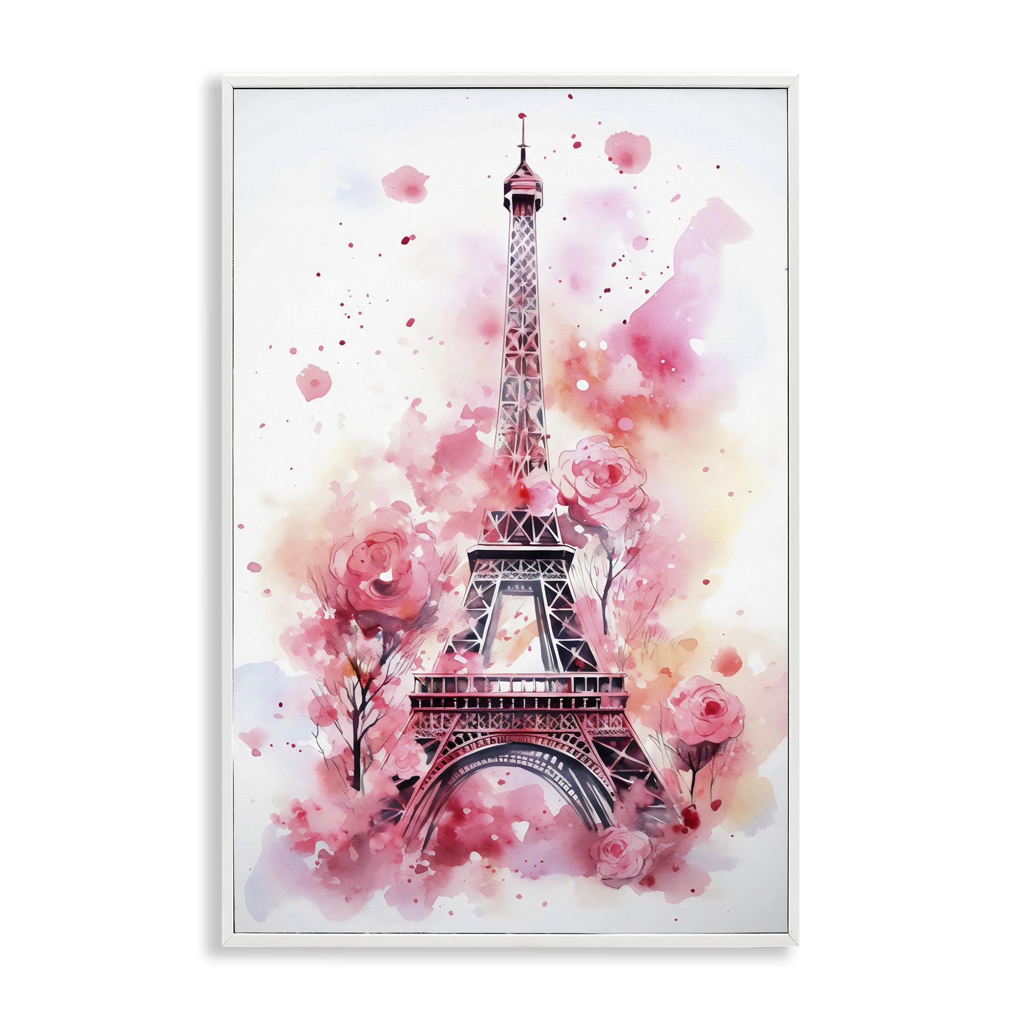 Eiffel Tower Roses Paris Romantic, 20 x 30 Inch Framed Giclée Print