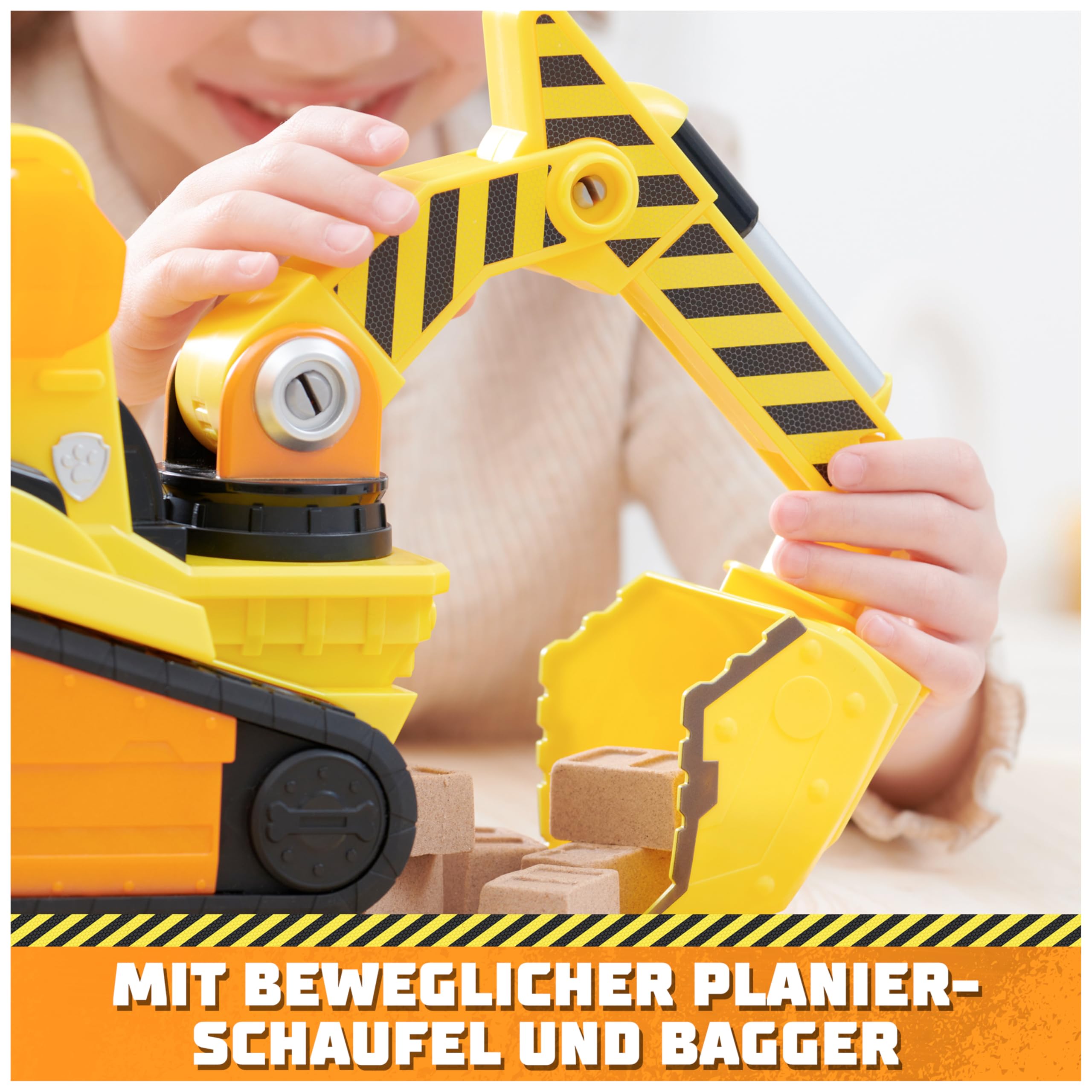 Rubble & Crew - Großes Planierraupen-Baufahrzeug mit Licht- und Geräuscheffekten (Deluxe Fahrzeug) und Rubble-Figur, Spielzeug für Kinder ab 3 Jahren
