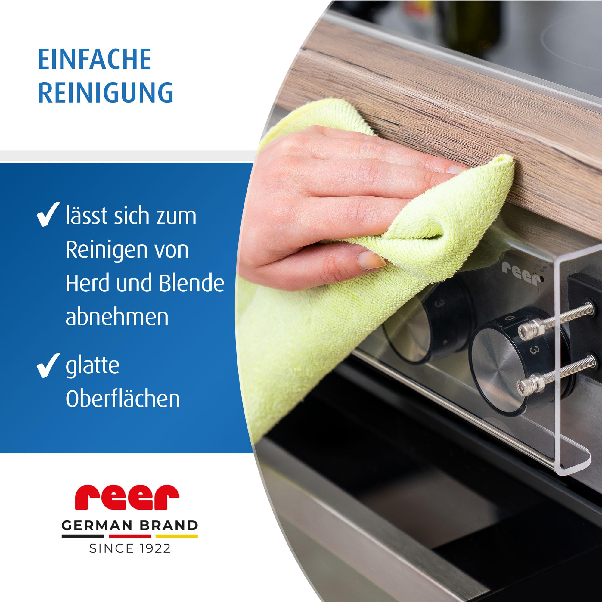 reer Herdknopf-Abdeckung | Kindersicherung | Schalterabdeckung für normale und versenkbare Herdknöpfe | für Gasherd, Elektroherd, Standherd oder Einbauherd | transparent