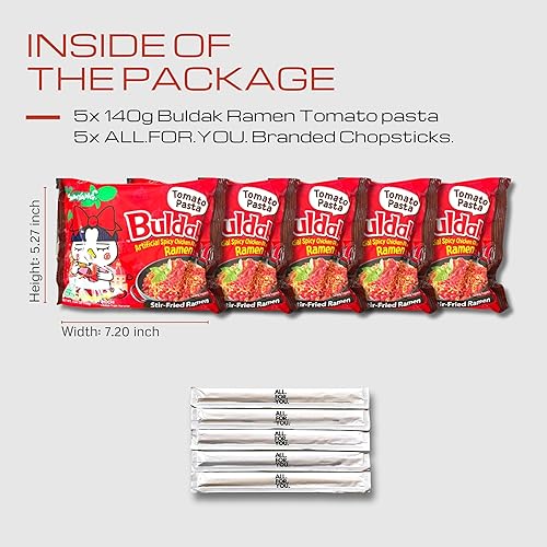 Miniatura 3 de Buldak Ramen Fideos  Sabor Pasta de Tomate  Paquete de 5  Fideos Ramen Picantes Samyang Buldak Ramen Coreano Picante Pollo Salteado Paquete con 5
