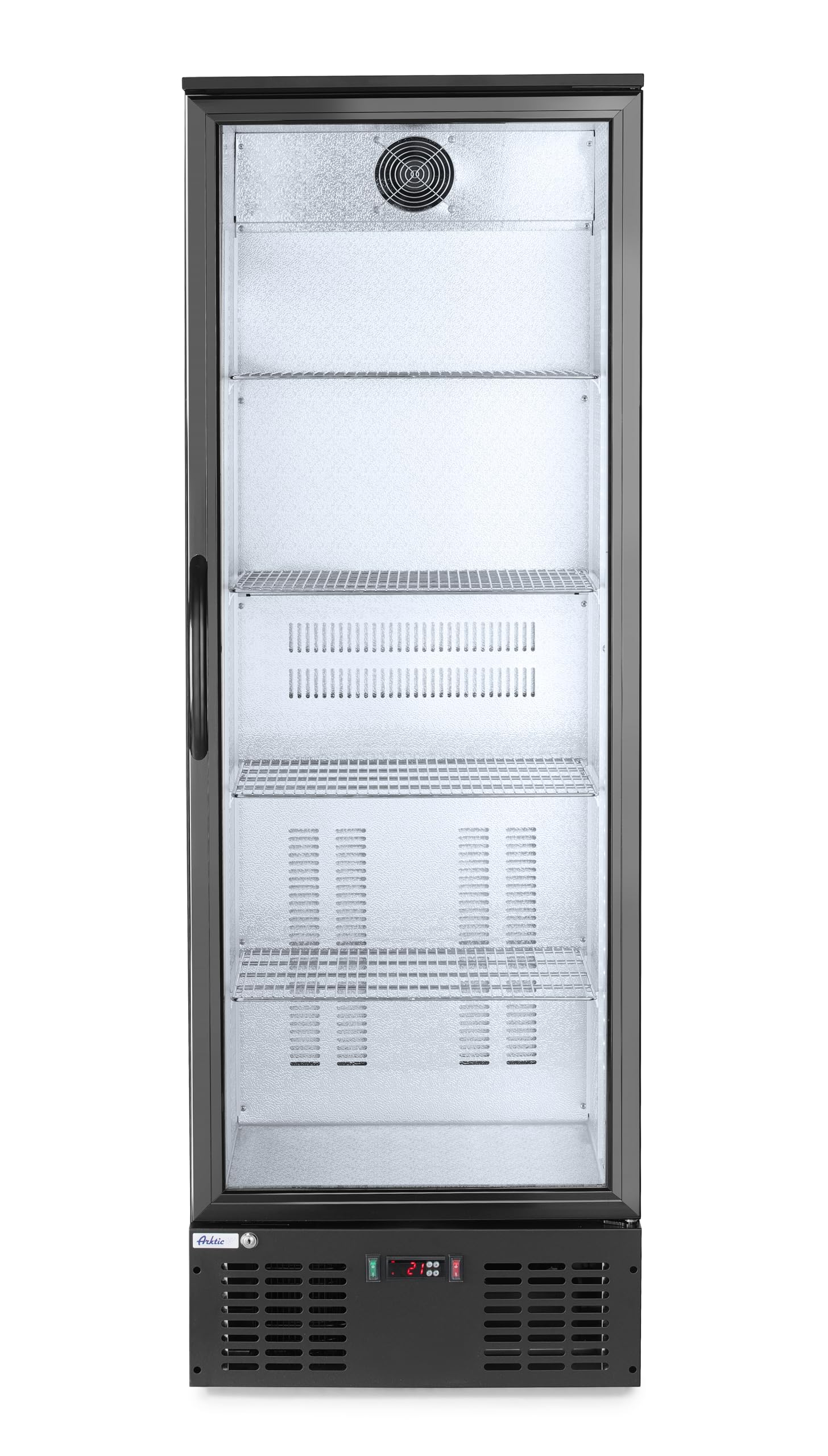 HENDI Refrigerador para bebidas Arktic, botellero vertical de bar, 1 puerta, 243L, 0–10°C, 220V, 195W, 600x530x(H) 1820mm, acero con recubrimiento en polvo negro