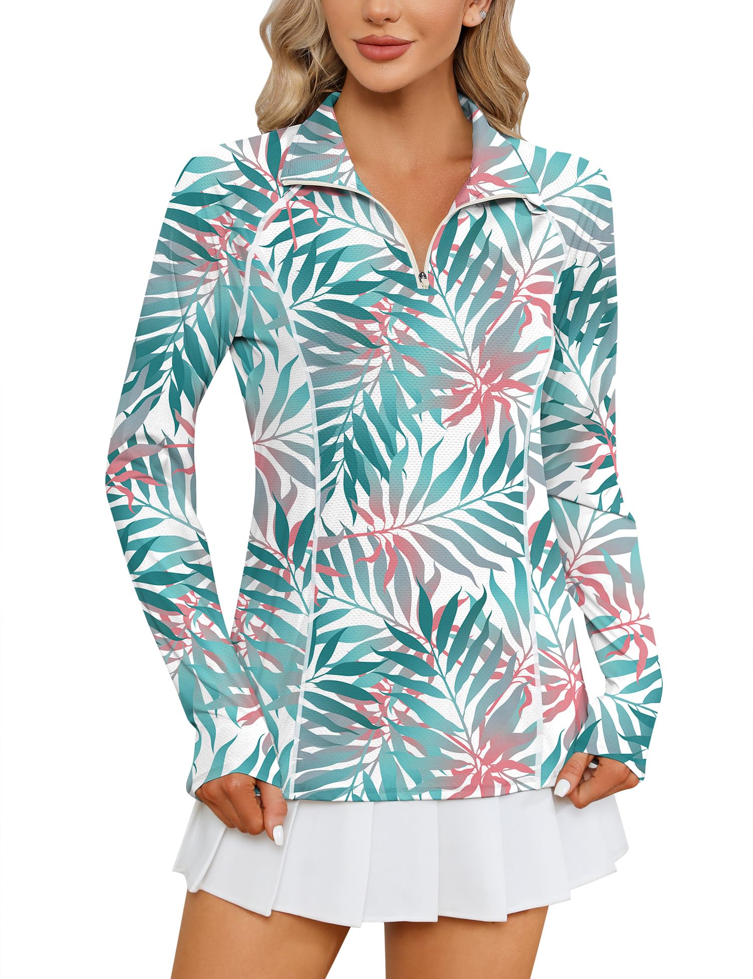 LOMON Women Long Sleeve Shirts Sun Protection 1/4 Zip Summer Quick Dry Hiking Shirts Quarter Zip Pullover for Women