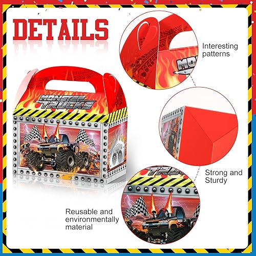 Miniatura 3 de Zonon 24 bolsas de recuerdo de fiesta de camión, cajas de golosinas de fiesta de auto de carreras, caja de regalos para fiestas temáticas de
