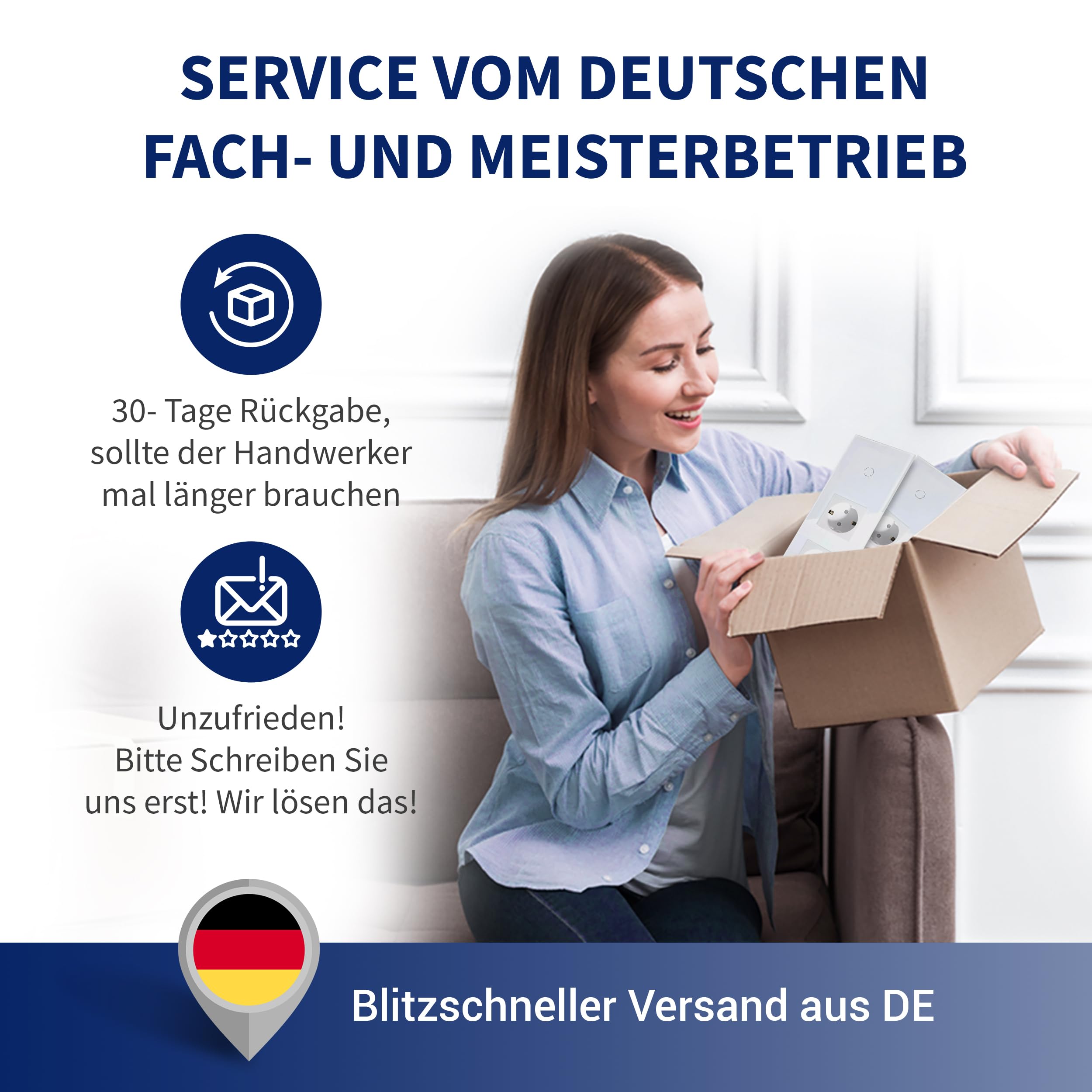 PULSAR Touch Lichtschalter 3 Fach Weiß Unterputz, Lichtschalter Gehärtete Kristallplatte mit Status-LED, Touch Schalter Dreifach 110V - 240V / Nicht Smart Schalter