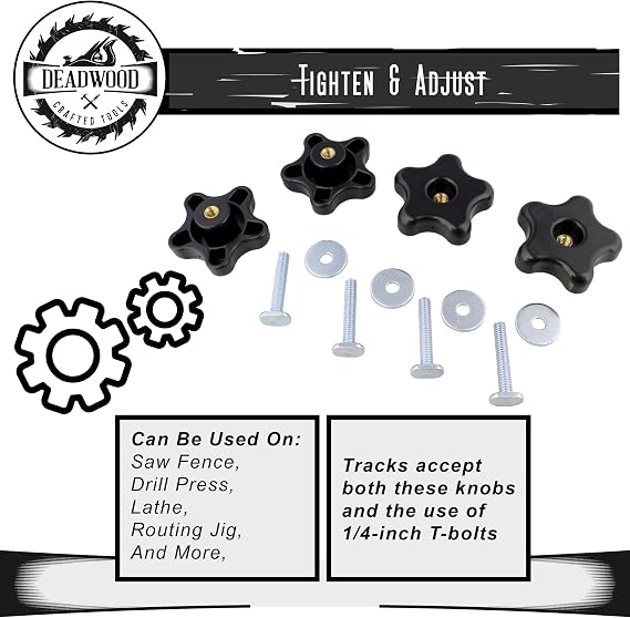 5 Star Knobs Kit Threaded Knob Washer Bolt with Knob Jig Knobs 4-Pack