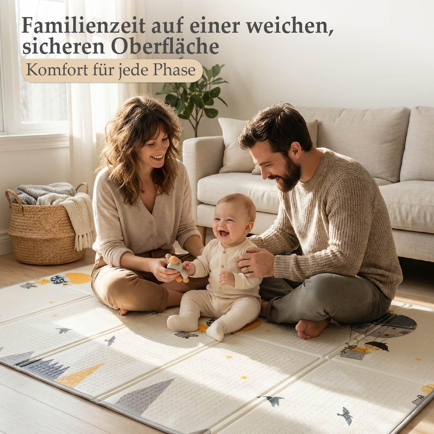 Spielmatte Baby | Krabbelmatte Baby Faltbar mit Tragetasche | Schadstofffreier, Rutschfeste, Wasserfester XPE Schaum | 180x150 cm boden spielmatte kinder für Innen und Außen