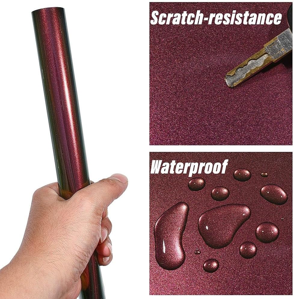 Tricolored Chameleon Vinyl Wrap Roll, Violet Puple Lime Color Changing Vinyl Auto Body Wraps Film for Car Interor Motorcycle (29.53" x 60")