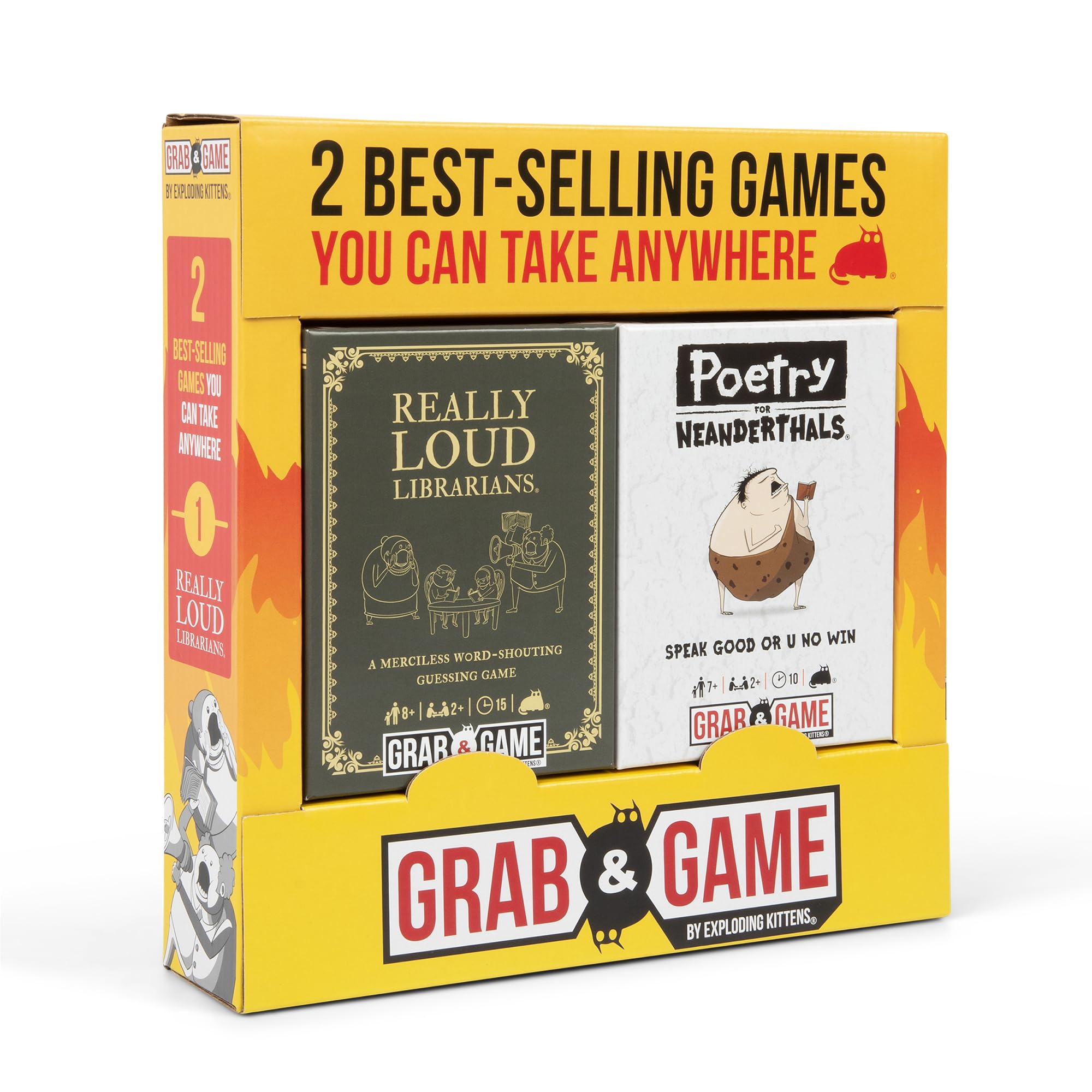 Exploding Kittens Mini-Travel Game Bundle - Poetry For Neanderthals & Really Loud Librarians – Family Games Bundle for All Ages – Great For Game Night, Travel-Friendly Word Guessing Game