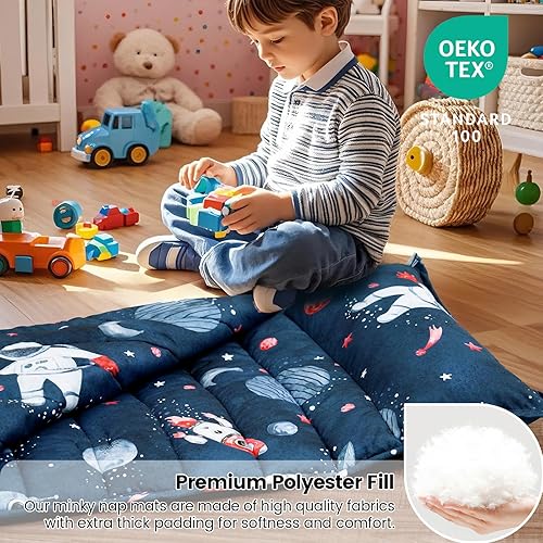 Miniatura 6 de david's kids Juego de colchonetas para siesta para niños pequeños con almohada extraíble, bolsas de dormir ultrasuaves para niños, perfecto para