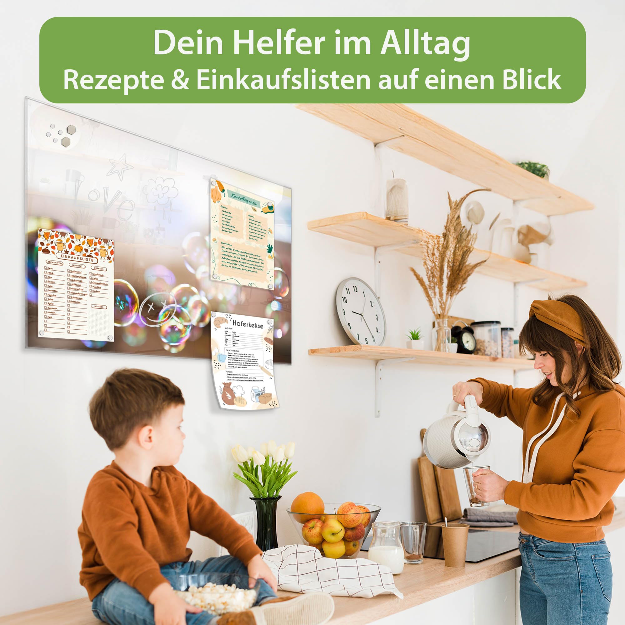 banjado Magnetpinnwand aus Glas in 60x40cm fürs Kinderzimmer