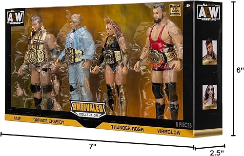 Miniatura 10 de All Elite Wrestling - Paquete de 4 campeones inigualables, cuatro figuras de 6 pulgadas con cinturones de título y accesorios, exclusivo de Amazon
