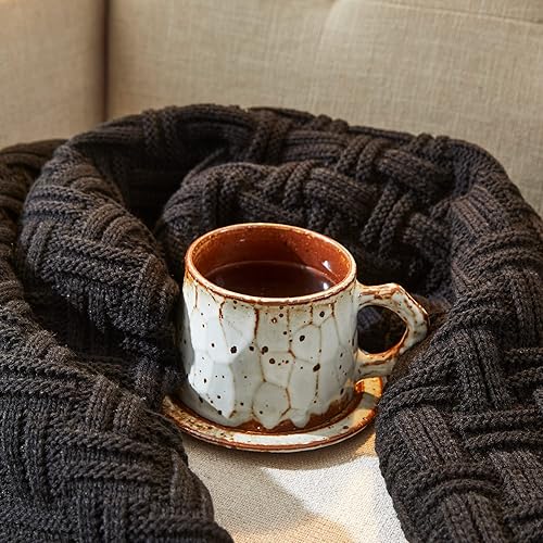 Miniatura 4 de Manta de 50 x 60 pulgadas, manta acrílica suave y acogedora, manta de punto trenzado para sofá, cama, rosa intenso