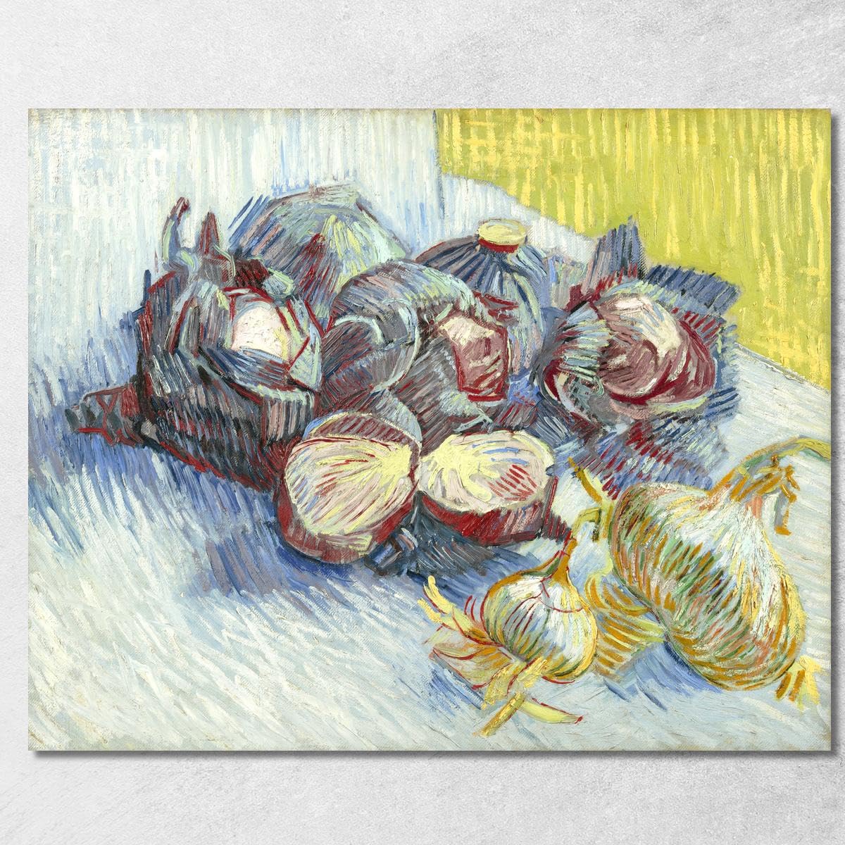 Rotkohl und Zwiebeln Vincent Van Gogh, vvg156 Bild gedruckt auf Leinwand, 125 x 100 cm