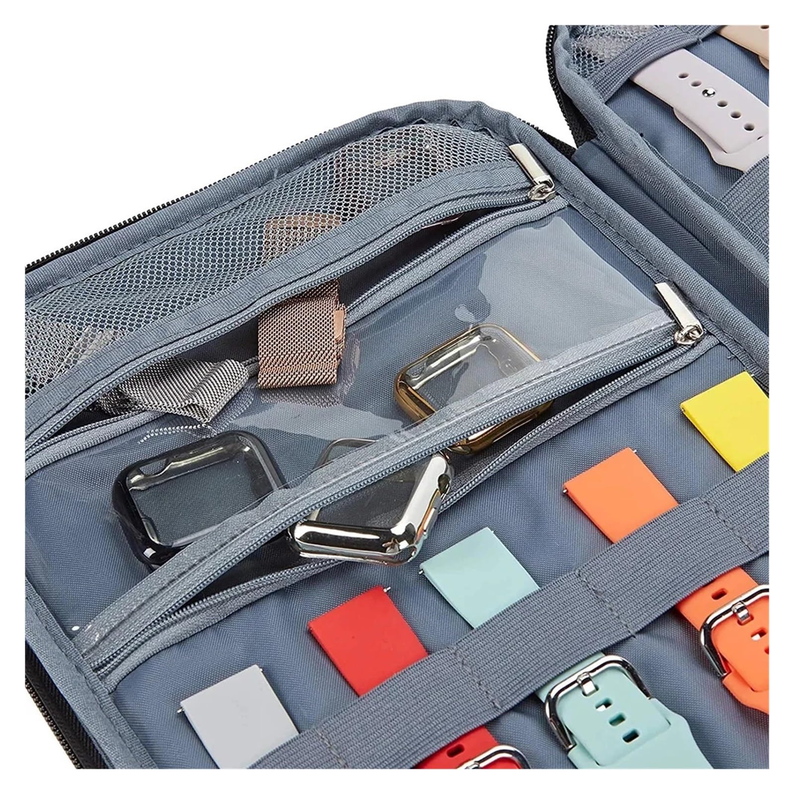 Uhrenarmband-Organizer-Etui, Reise-Aufbewahrungstasche for Smartwatch-Armband, multifunktionale, tragbare Organizer-Tasche for 35 Uhrenarmbänder zur Aufbewahrung von Uhren(Grey)