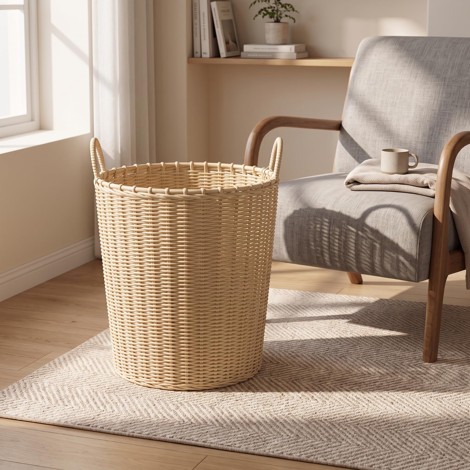 Cesto Biancheria Effetto Rattan Stabile, size to 2