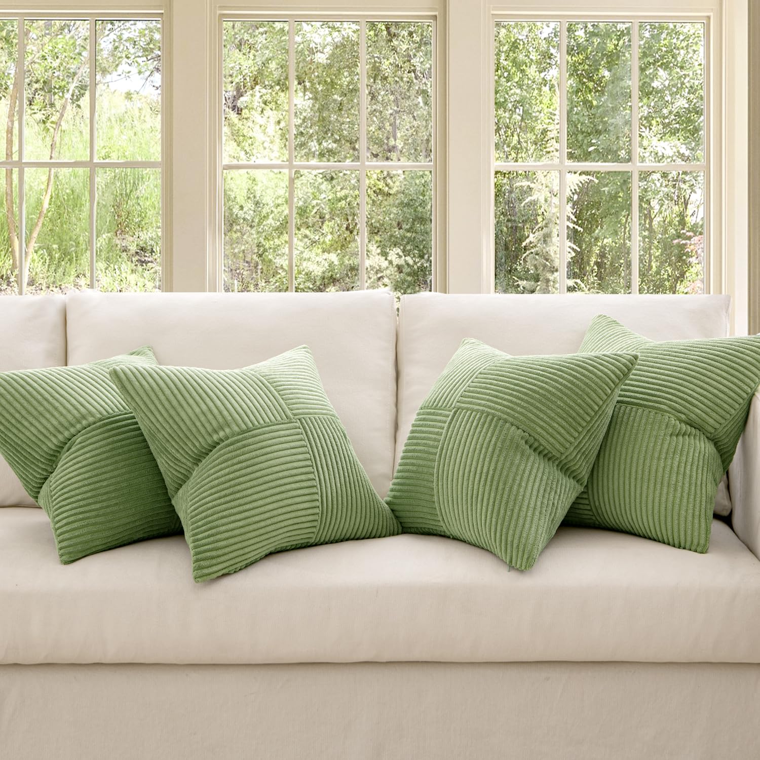 MIULEE Federe Cuscini Divano 50x50 Copricuscini Verde | Set 4 Pezzi Cuscino Moderno Morbido Decorativa Camera da Letto