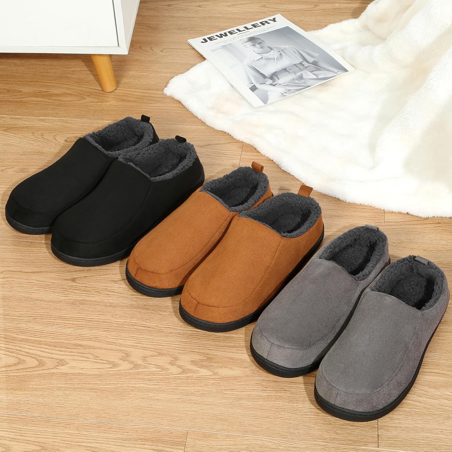 Anmerl Slippers for Men and Women Indoor Outdoor Memory Foam Winter Warm Moccasin House Shoes with Plush Lining & Non-Slip Rubber Sole, Easy Slip-On for Home, Office, Walking - Image 6