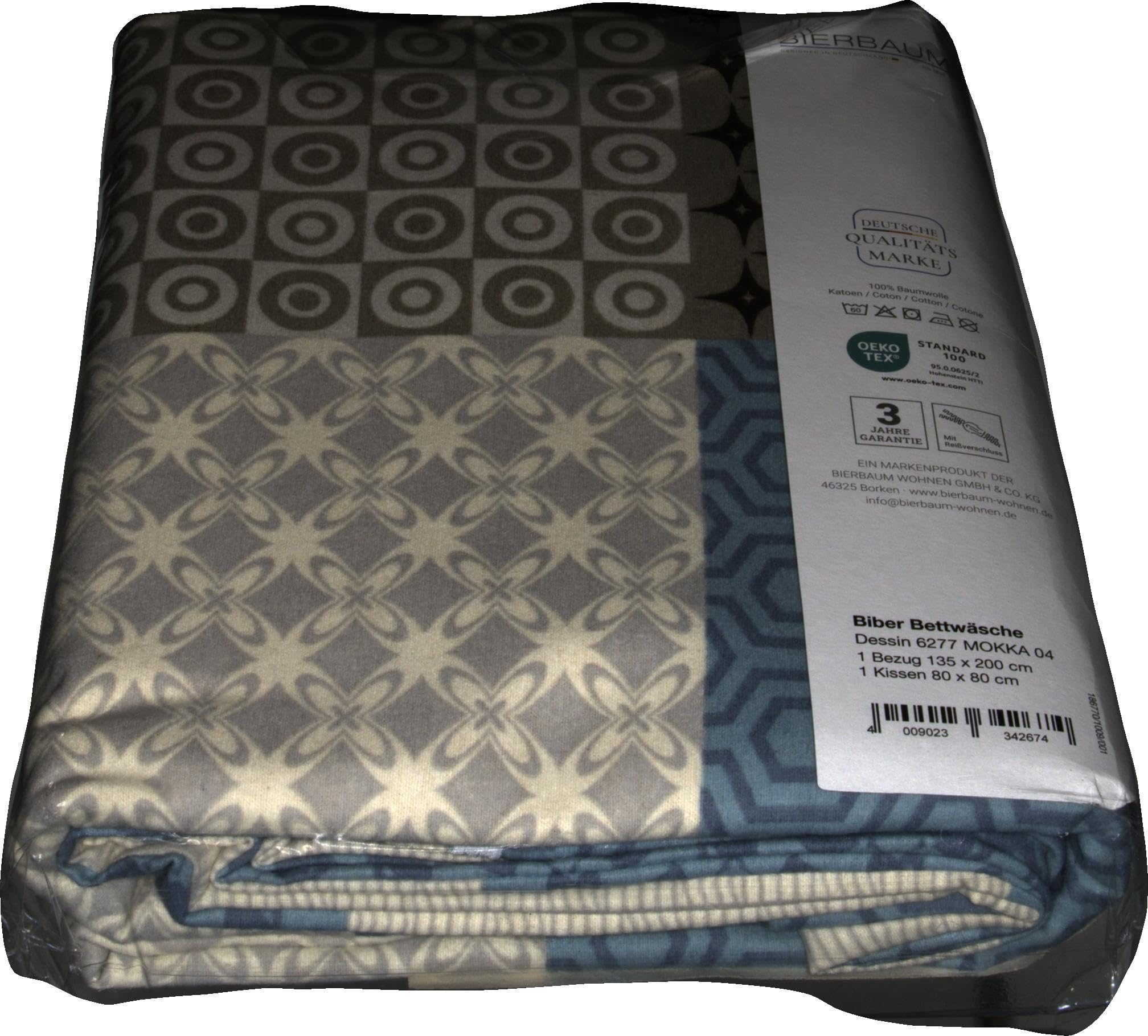 Bierbaum 6277 bed linen, fine beaver, made in Germany, mocha 04, 135 x 200 cm