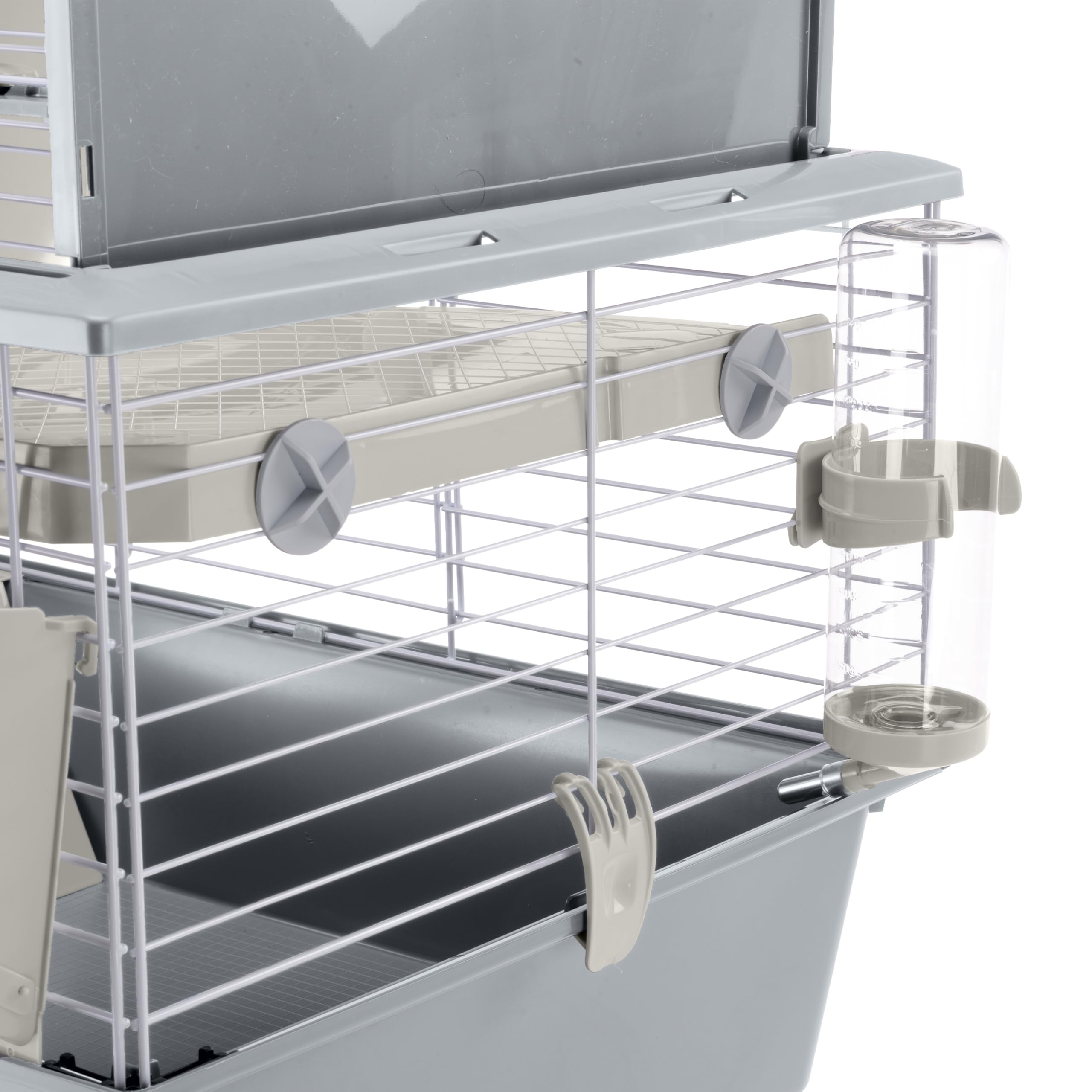 Ferplast Gabbia per Conigli Gabbia per Piccoli Animali BARN 80, 2 Piani, Tetto Apribile, Accessori Inclusi, 78 x 48 x h 65 cm.