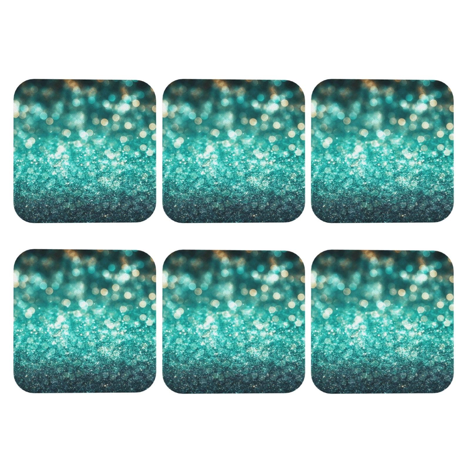 6pcs Leather Coasters for Drinks, Sparkling Drink Coasters for Tabletop Protection, 4" Cup Coasters for Coffee Table Decor, Non-Slip Drinking Cup Mat for Hot Or Cold Drink
