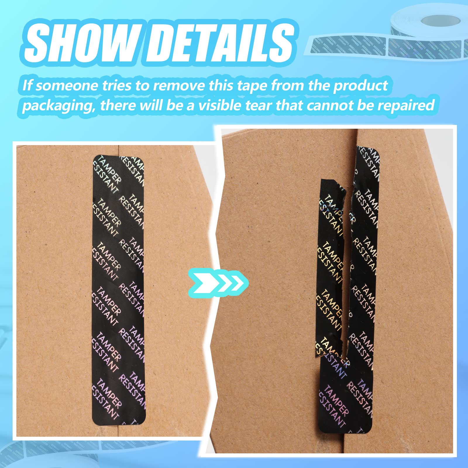 4 rotoli di etichette adesive per manomissione etichette metalliche resistenti etichette adesive adesive 1,9 x 8,9 cm etichette olografiche per alimenti per contenitori scatole barattoli spedizione