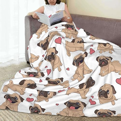 Miniatura 6 de Pugs - Manta de forro polar de felpa, suave, acogedora, cálida, ligera para sofá o cama, 80 x 60 pulgadas
