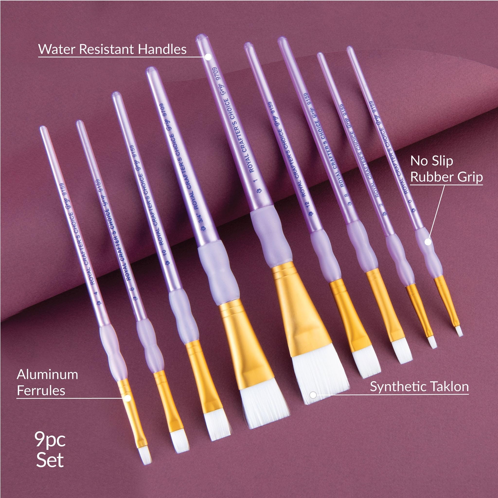 Royal & Langnickel Crafter's Choice Set De Pinceaux Plats 9