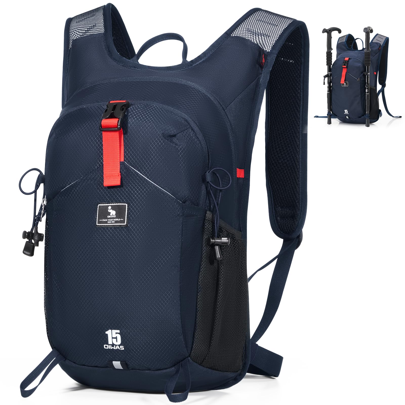 OIWAS Small Hiking Backpack - 15L Hiking Backpacks Water Resistant Camping Backpack Lightweight Hiking Daypack with Hydration Bladder Outlet
