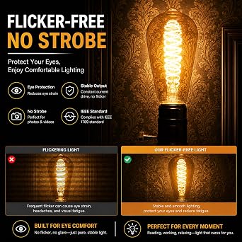 Terafeels 2 Pack E27 Vintage LED Light Bulbs, ST64, 4W, Spiral Filament, 2700K Warm White Glow, Amber Glass, Dimmable Edison Screw in Light Bulb [Energy Class E]