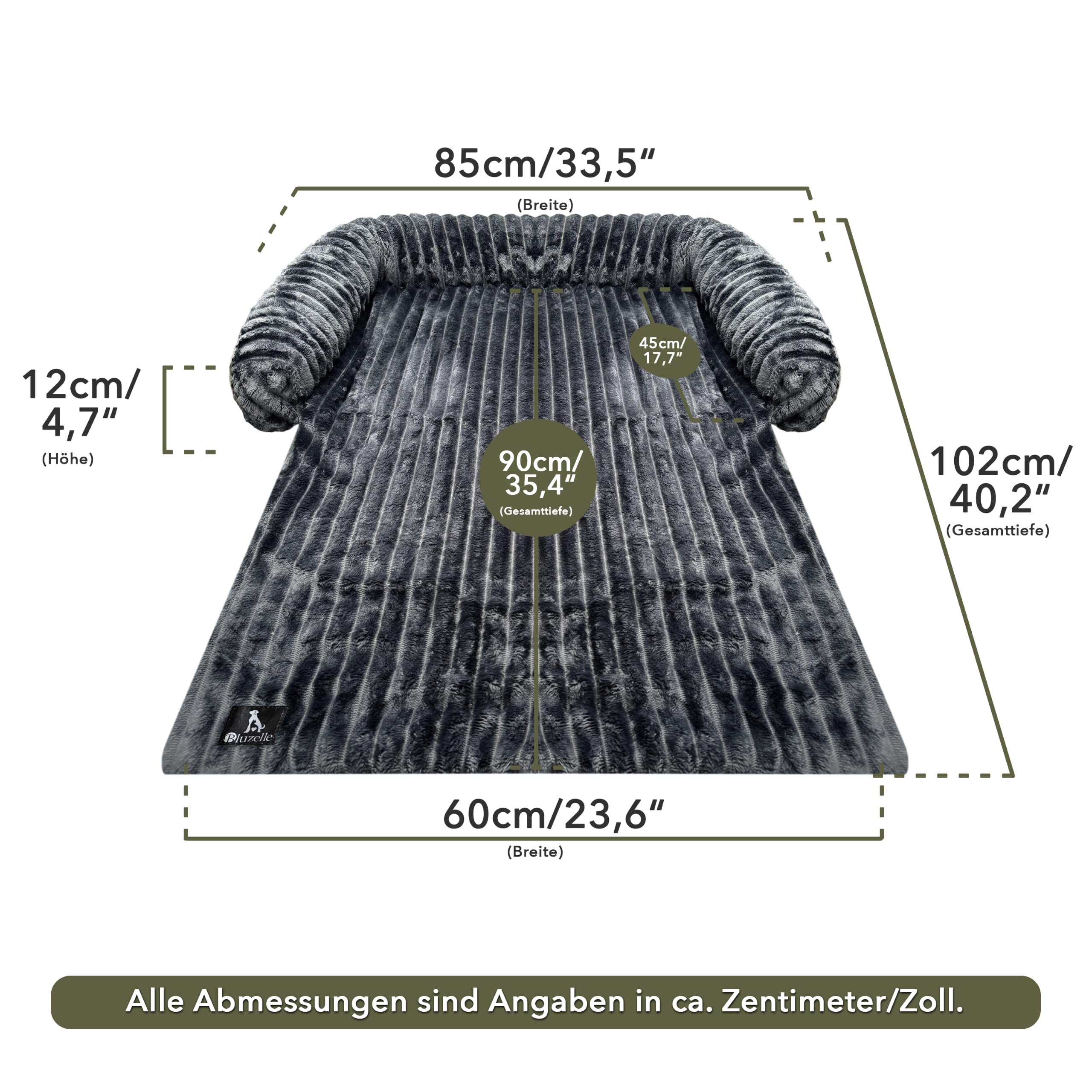 Hundebett & Sofaschutz – Cord Plüsch & Wasserdichter Boden – rutschfeste Sofa-Auflage für kleine & mittlere Hunde – VELVETPAW (Waschbar) – Marke aus Berlin, Farbe:Anthrazit