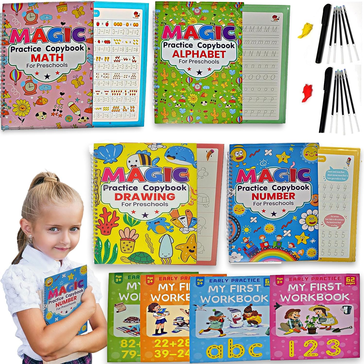 Joymaney Large Grooved Handwriting Workbooks Practice Copybook, Magic That Can Be Reused Handwriting Larger Version 2024(Grooved Books and Tracing Books)