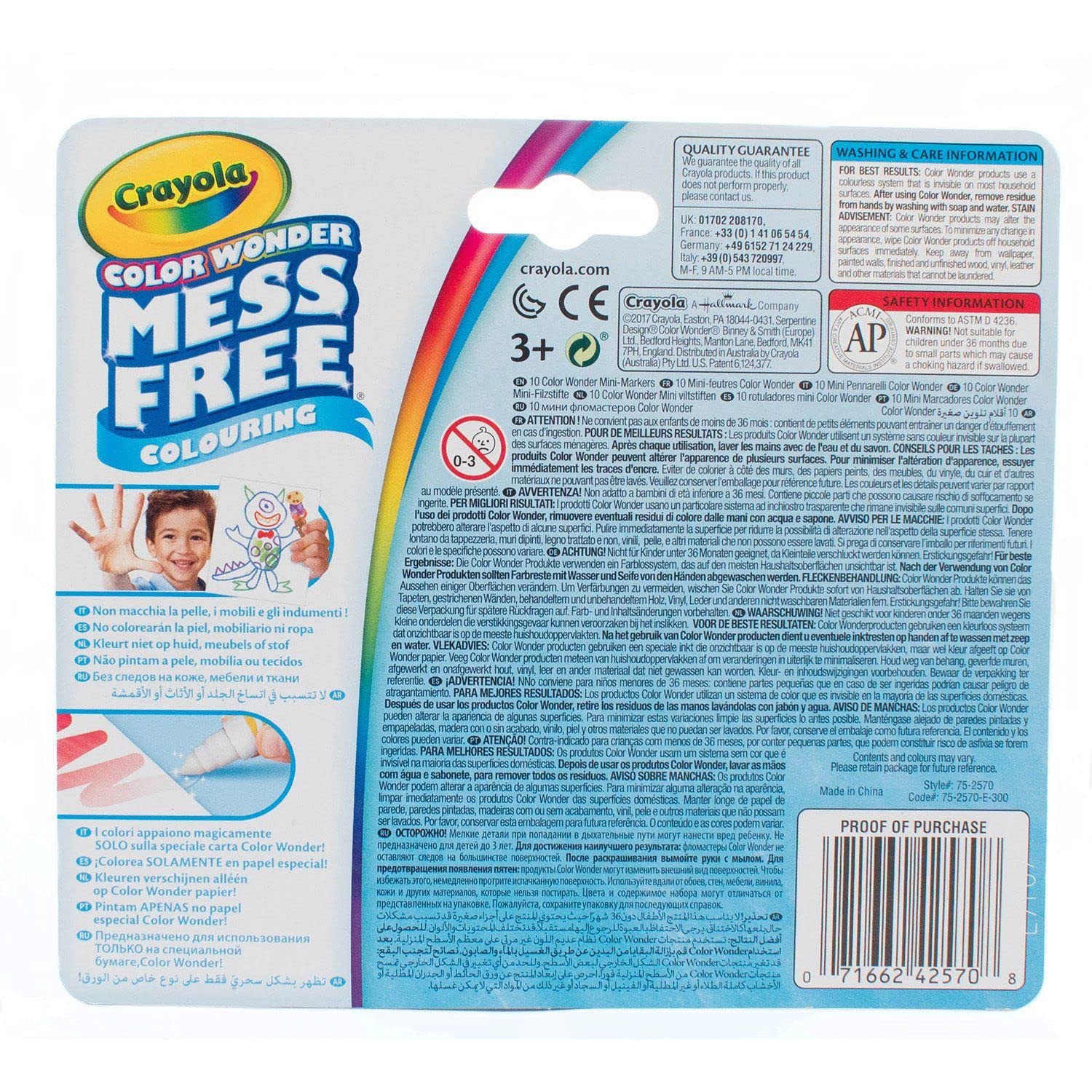 CRAYOLA - Color Wonder, 10 pisaków z przezroczystym tuszem, klasyczne kolory, maksymalna końcówka, od 3 lat, 75-2570-E-000