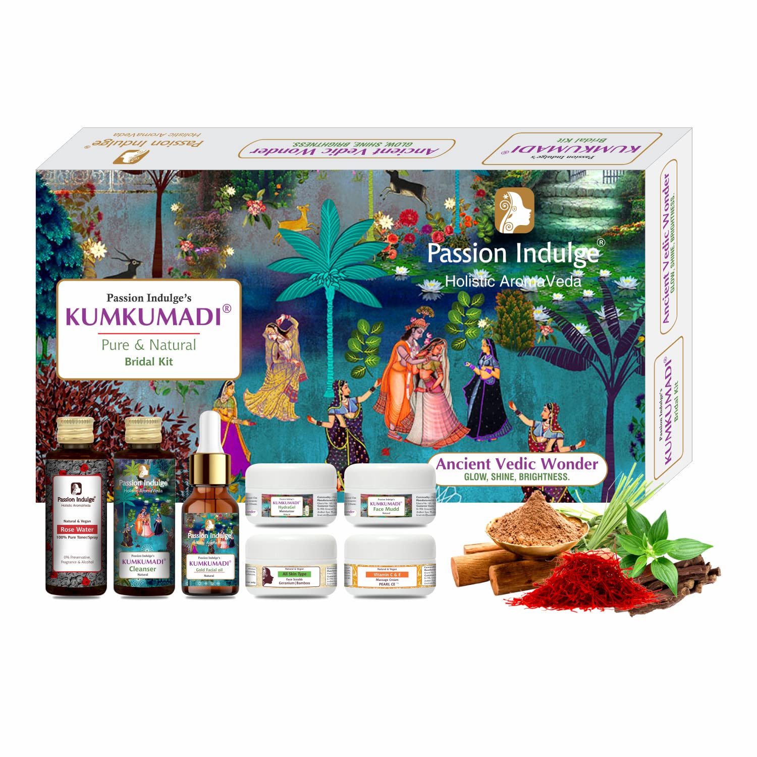 Passion Indulge Kumkumadi Bridal Facial Kit for Glowing Skin | Anti-Aging Brightening & Pigmentation Care | Ayurvedic 6-in-1 Facial Kit for Radiant Glow | For All Skin Type-image-24