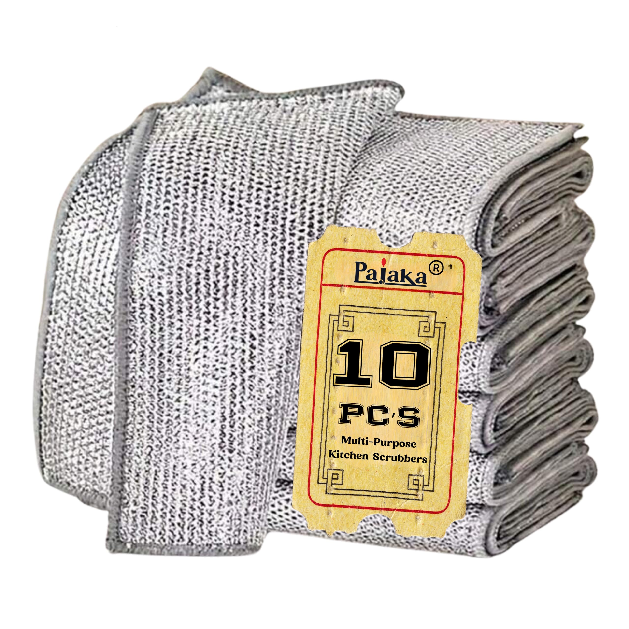 PAJAKA® Pack of 10 Multipurpose Non-Scratch Wire Dishwashing Rags, Metal Mesh Cleaning Cloth for Kitchen and Balcony Reusable Rag, Wet and Dry Use Latest Kitchen Gadget (Single Layer) (B0D2LFK66N) Amazon Price History, Amazon Price Tracker