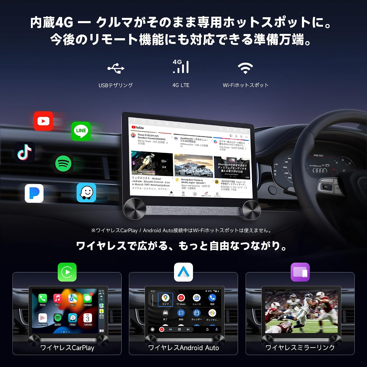 Wireless CarPlay, Android Auto, and Mirrorlink on ATOTO S8 Gen4