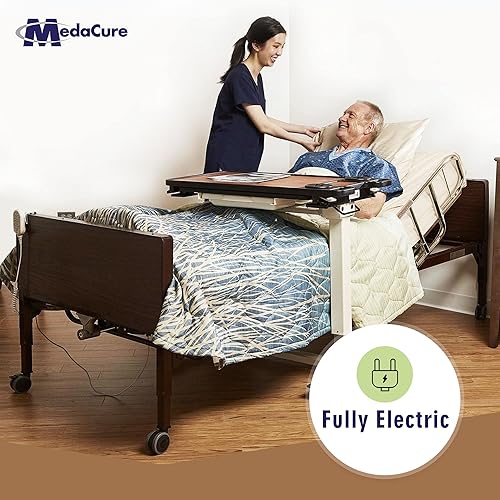 Miniatura 6 de Cama de hospital eléctrica completa con colchón de espuma premium y rieles completos para uso doméstico e instalaciones médicas totalmente ajustable