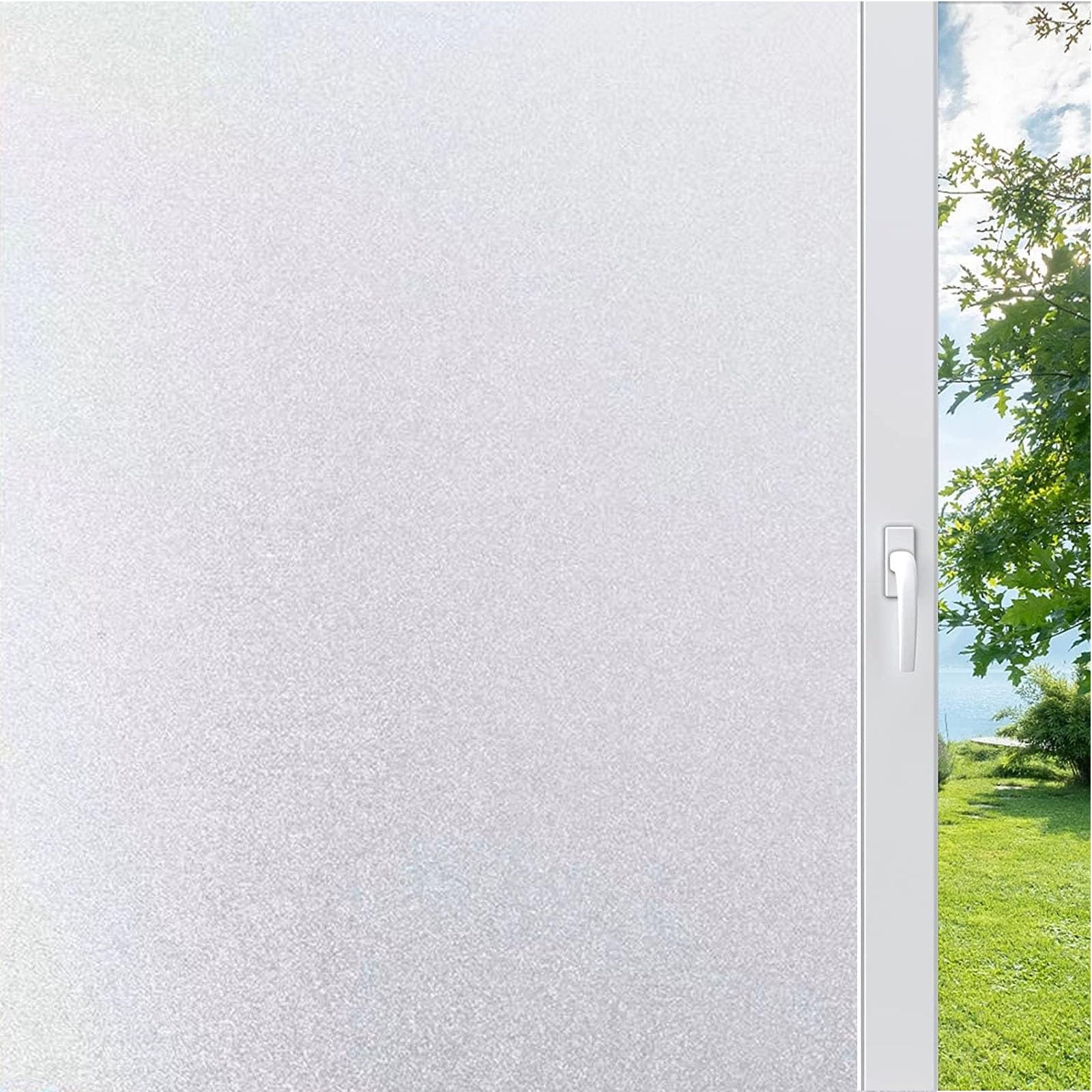 Privacy Window Film 70 x 800 cm(28 x 315inch) Sun Blocker Heat Reducing Easy Removal Blackout Window Film Privacy Frosting Window Sticker for Home, White frosted — image 1