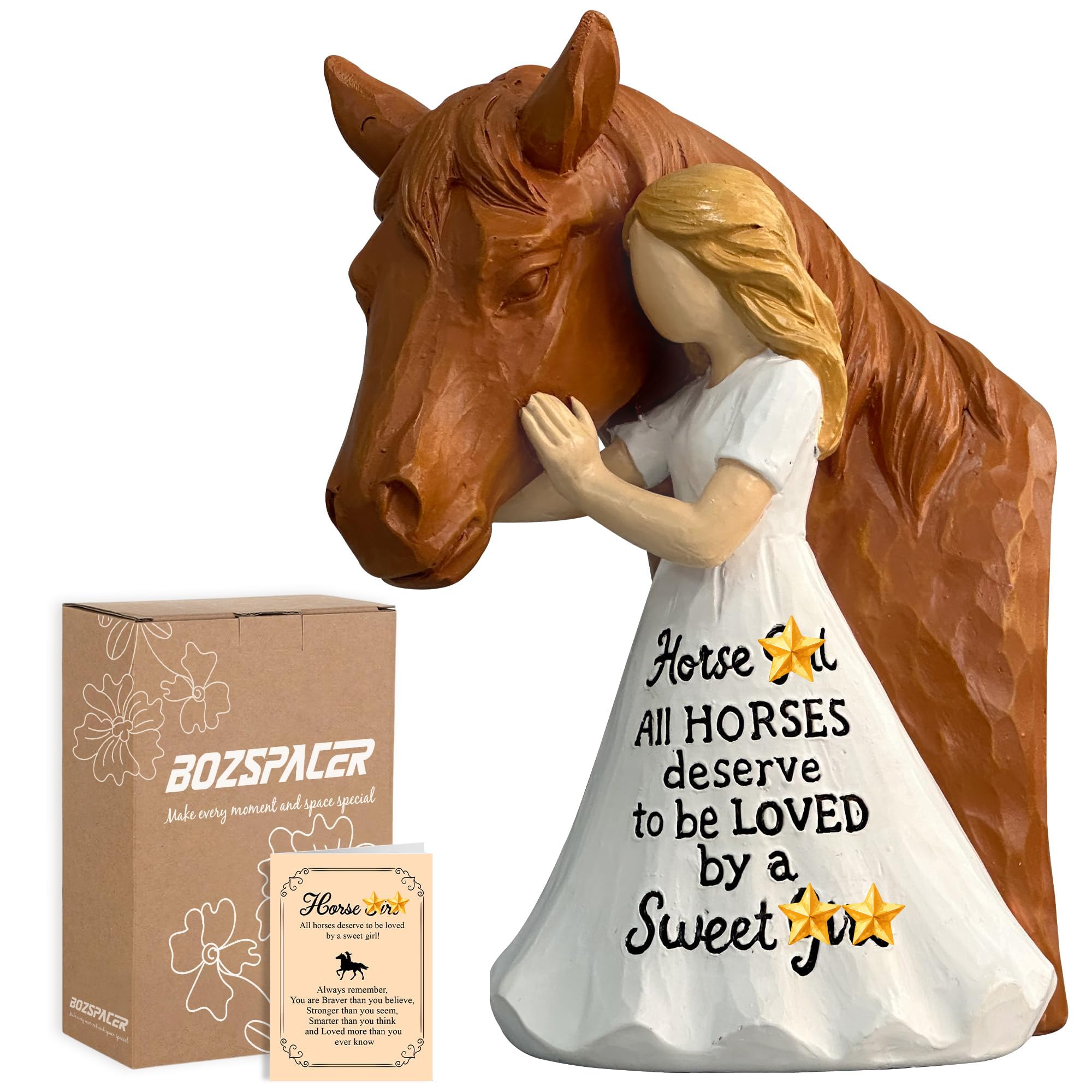 Woman and Horse Figurine – Equestrian Sculpture, Horse Lover Gift for Women, Equine Themed Home Decor, Horse Riding Keepsake for Riders