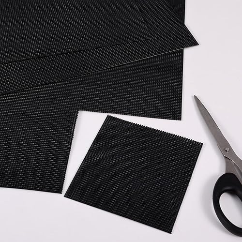 Miniatura 5 de 4 lienzos de malla de plástico, hojas de lona de malla de plástico negro de 14 quilates, pantalla de malla de plástico para bordar, hacer