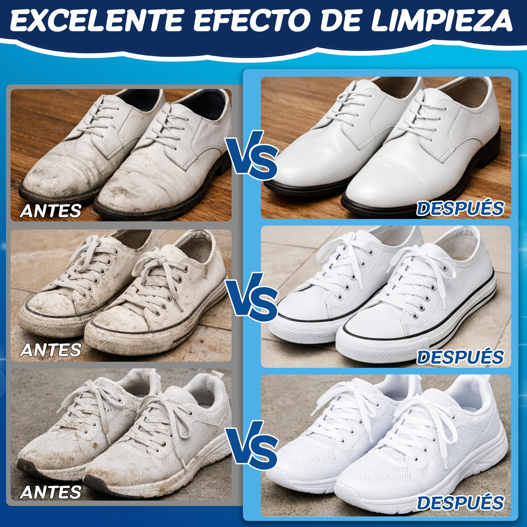 Kit limpieza zapatos, limpiador zapatillas blancas de 200 ml con cepillo y paño de microfibra. Limpia rápidamente sin agua zapatillas de cuero, lona, tejido de punto, goma y zapatillas para correr