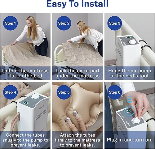 Miniatura 9 de Alcedo Almohadilla de Colchón de Presión Alternante de Aire para Prevención de Llagas de Cama y Úlceras, Cubrecolchón Médico para Uso en Hospital