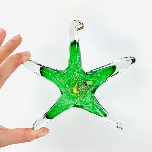 Miniatura 4 de Luke Adams Glass Estrella de piedra natal pequeña de cristal de 5 pulgadas  Atrapasoles hecho a mano  Estrellas de mar colgantes para decoración del