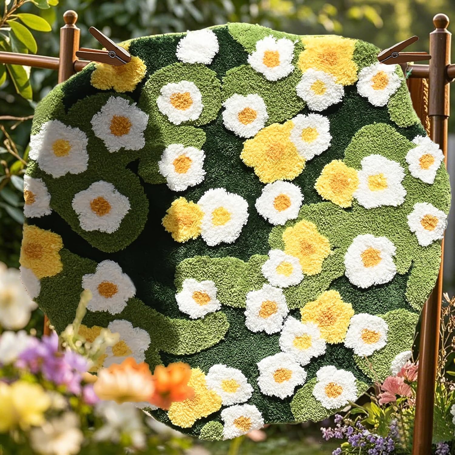 Rug Floral Area Rugs, Large 3ft Plant Flowers Bathroom Rug, 3D Cute Green Forest Leaf Aesthetic Plush Bath Shower Mat, Soft Microfiber Shaggy Carpet for Kid's Bedroom Living Room