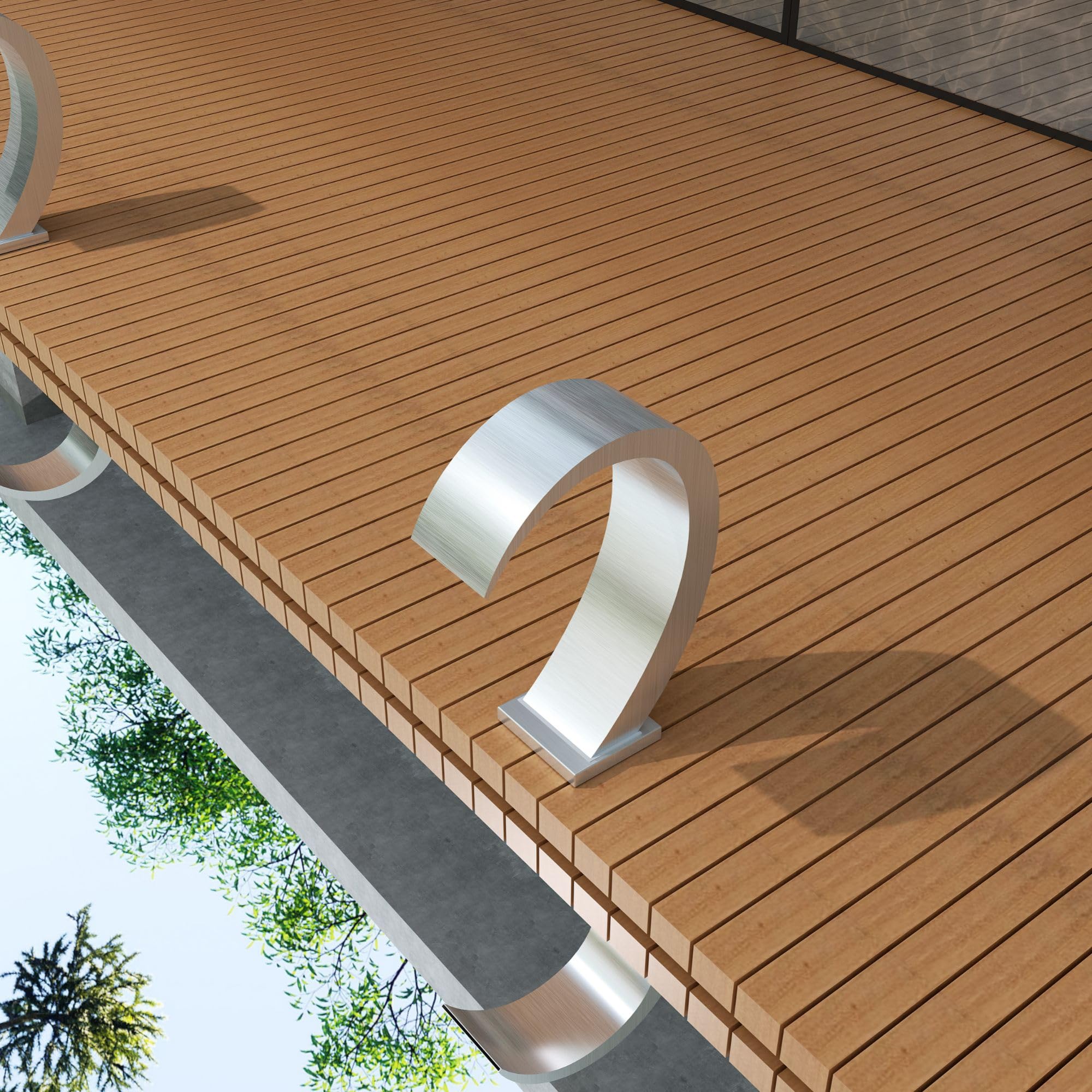 IMEX - Cascata Piscina in Acciaio S.316 | Fontana per Piscina a Cascata da 200 x 110 mm | Pool Fountain con getto per terrazza esterna | Acqua fredda | Serie Iguazu | Colore Acciaio